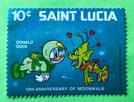 BRIEFMARKEN AUS St. Lucia Disney / Mondlandung UNGESTEMPELT 