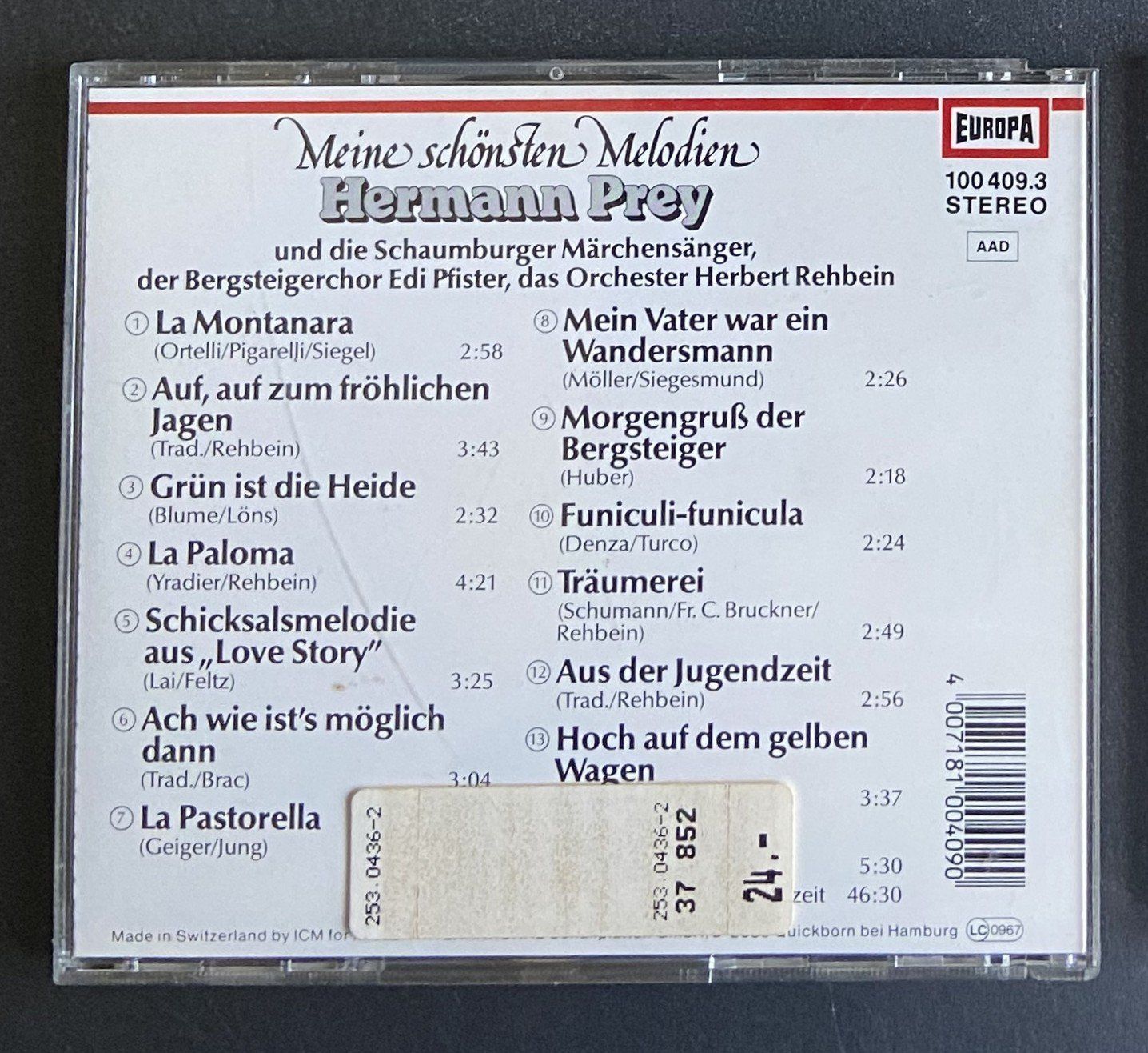 CDs: Klassik CD Hermann Prey "Meine schönsten Melodien" – D'occasion à Böckten par Hansi36 2