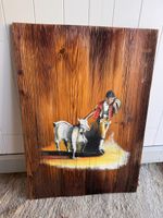 Stefan Manser / Orig. Holzmalerei / Senn mit Geiss / 80x55
