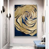 Golden Textured Blossom Acrylic Painting