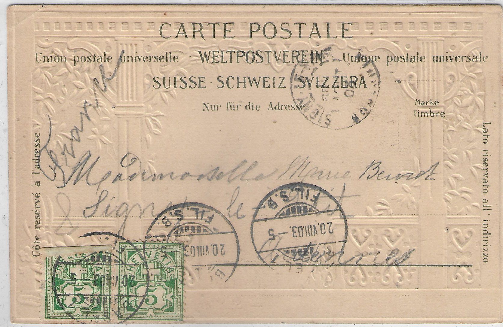 Cartoline postali: Basel - St. Margrethen - Präge-Litho – Difettoso da Ettingen venduto da Kartenplanet 1