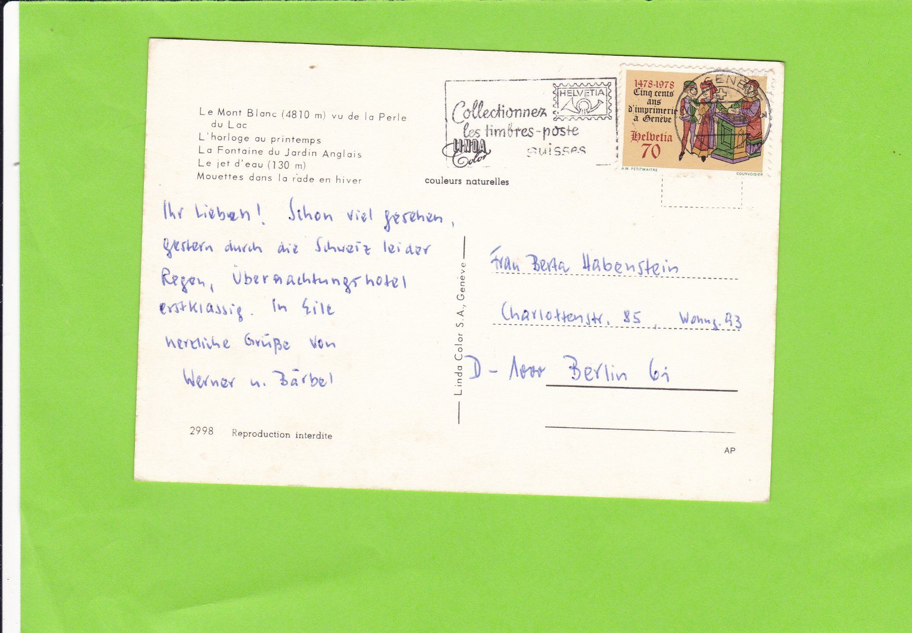 Cartoline postali: Genève – Usato da St. Peterzell venduto da neckertal 1