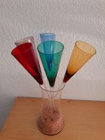 Dekorative Glas- Sektgläser, 6 Stück, farbiges Glas, Top!