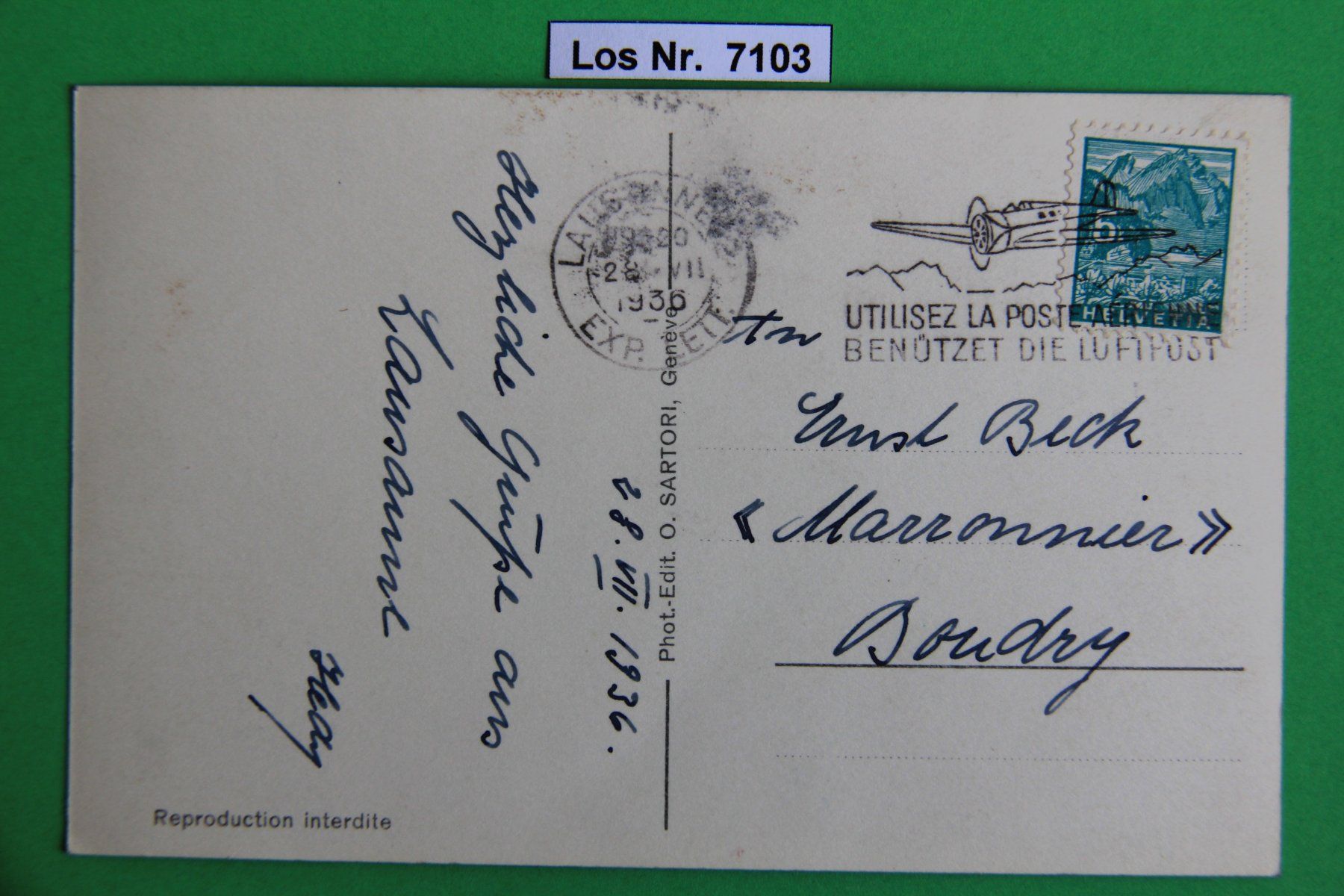 Cartoline postali: CH Ansichtskarte Lausanne 30iger Jahre              Los 7103 – Usato da Volken venduto da jukon65 1