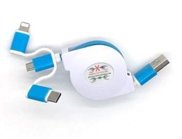 Ladekabel Aufrollbar iPhone Android Blau