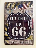 US Route 66 Blechschild US-Flagge Vintage Deko Wandbild 50x3