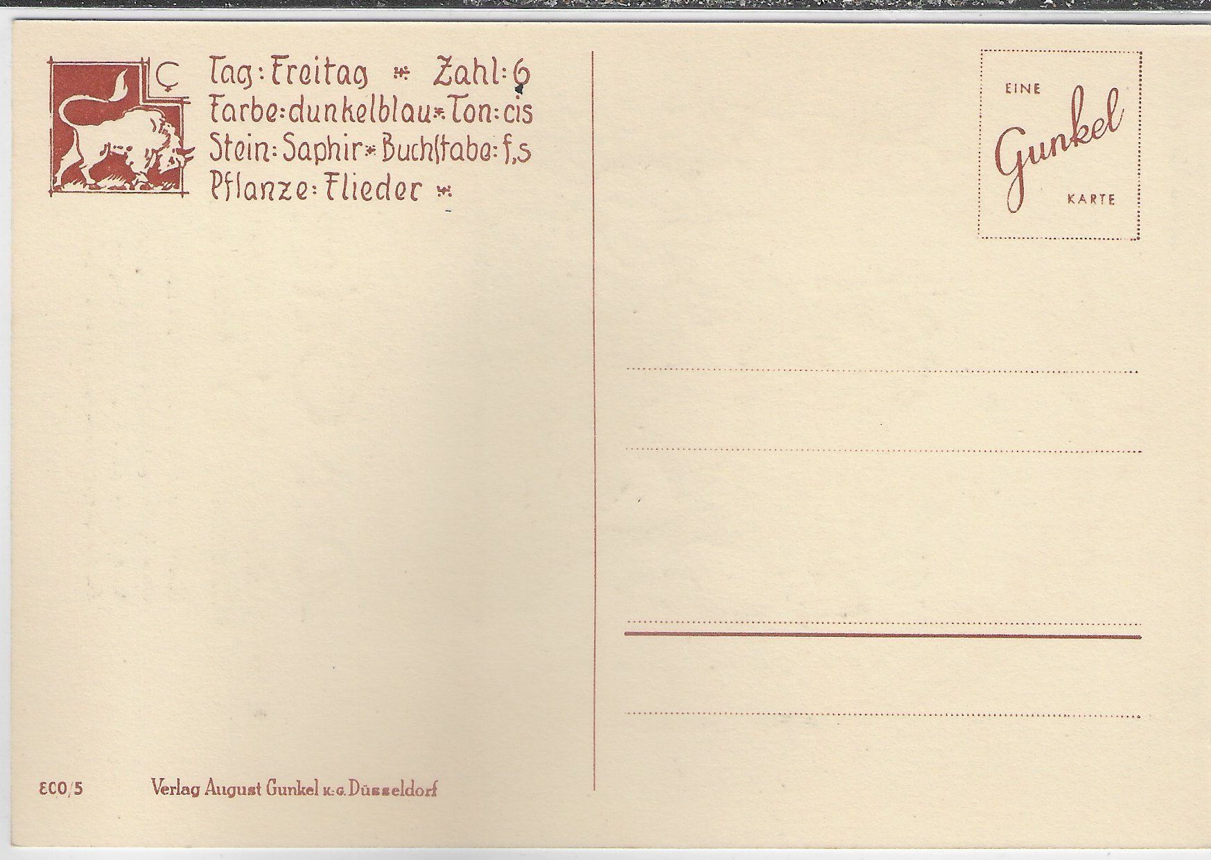 Cartoline postali: Horoskop - Der Stier - Scherenschnitt – Usato da Ettingen venduto da Kartenplanet 1