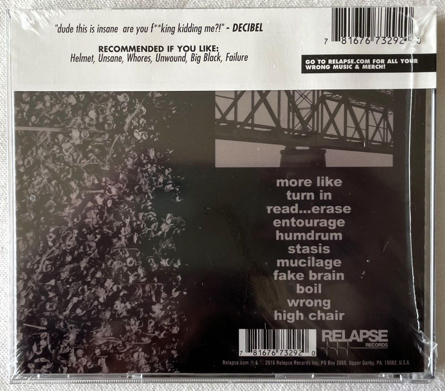 CD: Wrong - Wrong - CD - 2016 - First Press - Relapse Rec - NEU – Nuovo e nell'imballaggio originale da Uster venduto da Zardodel 1