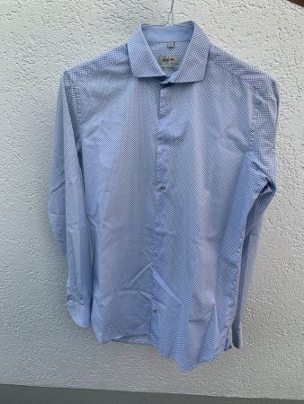 Paul Kehl Herrenhemd, Grösse S, blau-weiss gemustert
