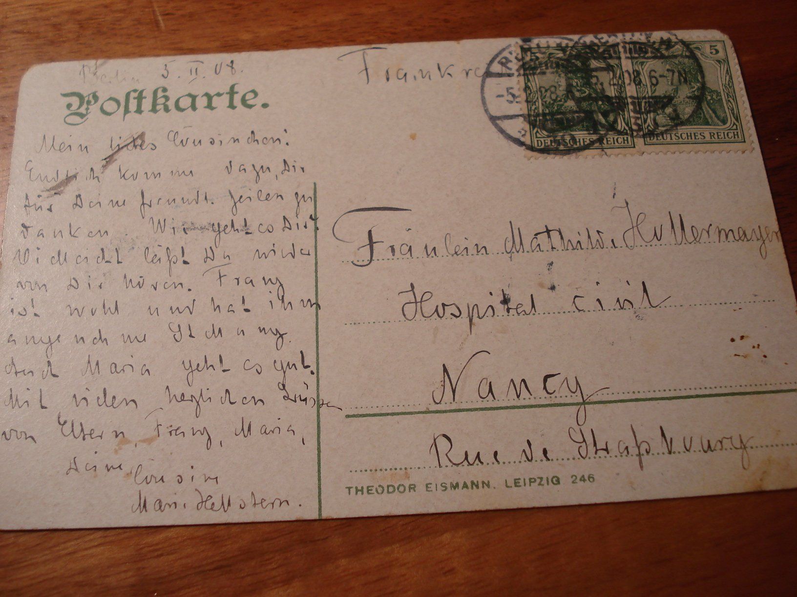 Cartoline postali: Berlin, 1908, farbig, gelaufen – Usato da Niederwil AG venduto da morostahu 1