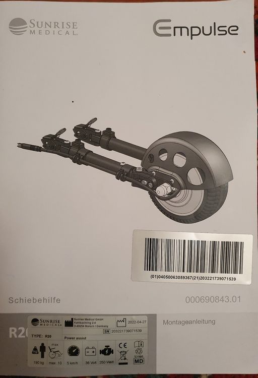 Schiebehilfe für Rollstuhl Empulse R20 (Gebraucht) in Boswil für CHF ...