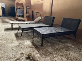 3er Set Sonnenliegen Polyrattan schwarz