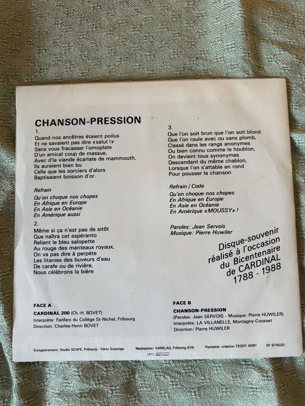 Dischi in vinile: Cardinal Bier Werbung – Usato da Plasselb venduto da lululuca 3