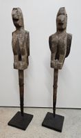 Holzfiguren Papageien 2er Set auf Sockel Vintage Top Zustand