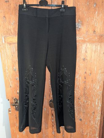 Joseph Ribkoff festliche schwarze Damenhose mit Stickerei 38