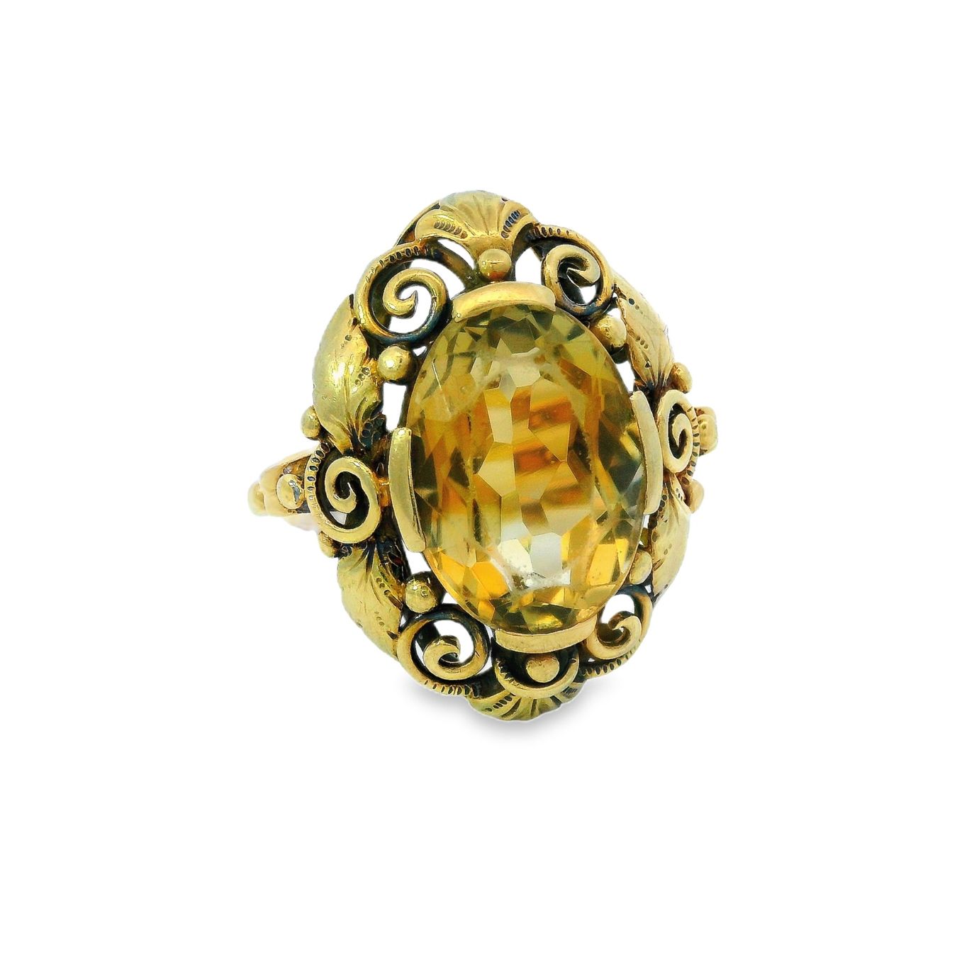 Anelli: Antik 14k 585 Gold Citrin Statement Ring – Usato da Embrach venduto da estzeh1 3