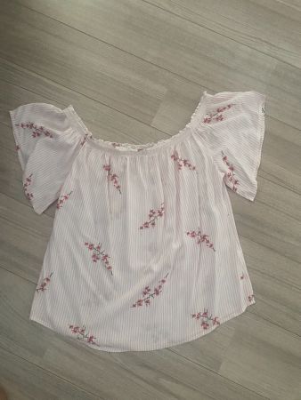 Oberteil MARÉE weiss/rosa gestreift mit Blumen Gr. S