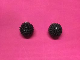 Schwarze Strass-Clip Ohrringe Vintage