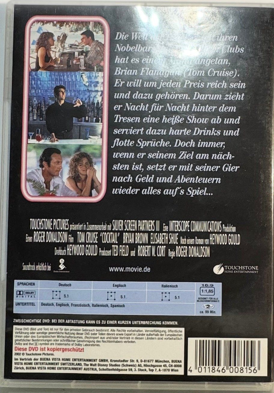 Tutti i DVDs: DVD - COCKTAIL - TOM CRUISE – Usato da Wisen venduto da gigisna 2