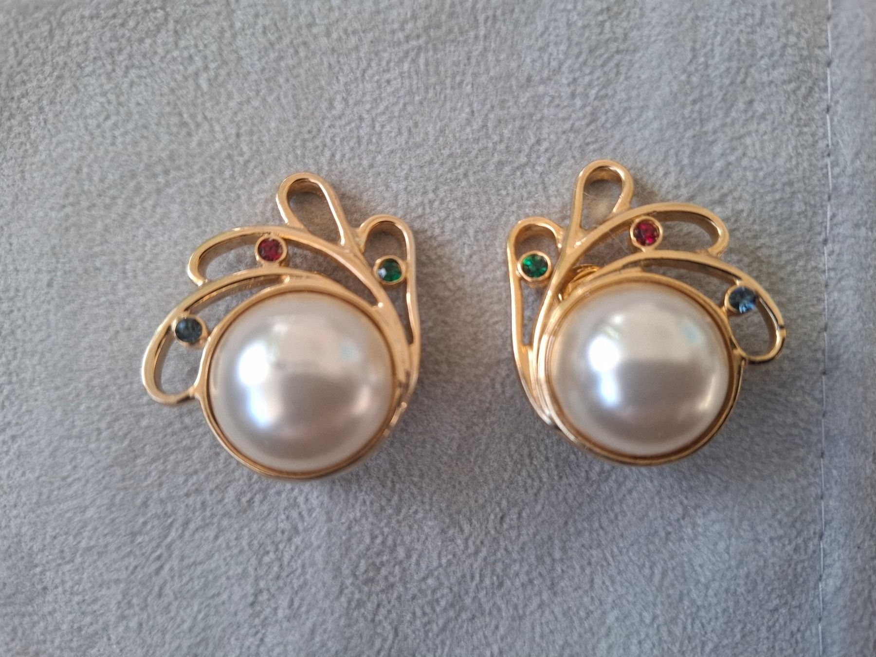Orecchini pendenti & Orecchini a lobo: David Grau, Elegante Ohrclips mit Perle und Gold-Optik – Usato da Birmensdorf ZH venduto da Ducati025