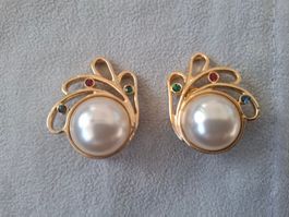 David Grau, Elegante Ohrclips mit Perle und Gold-Optik