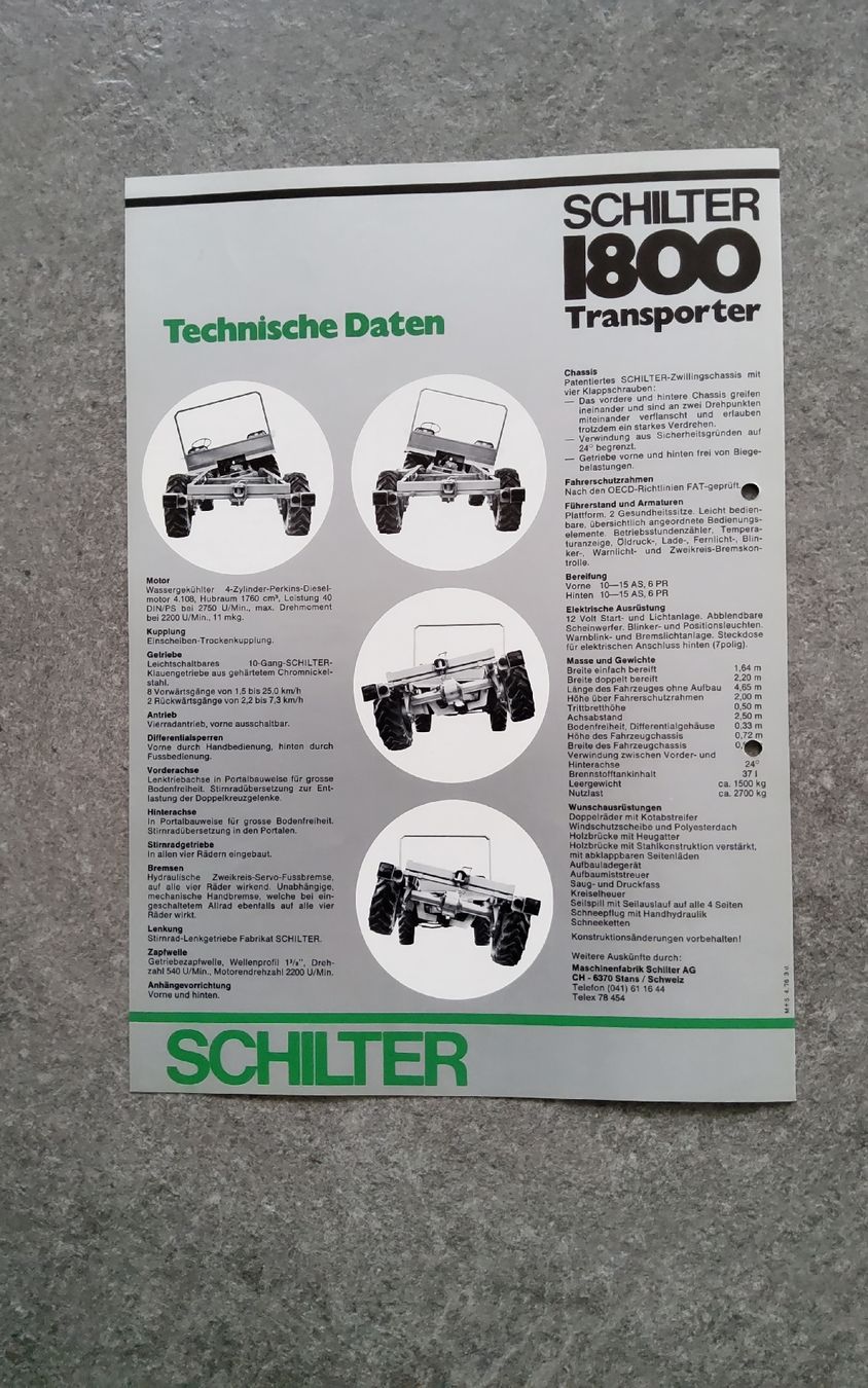 Schilter Dokumente: Schilter 1800 Transporter – Gebraucht aus Holziken von douglas70 2