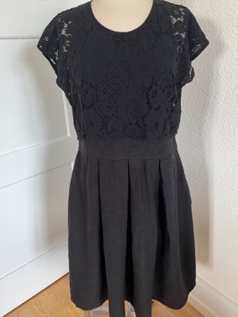 Colora Damen Kleid, Gr. L, 100% Leinen, Schwarz, NEU