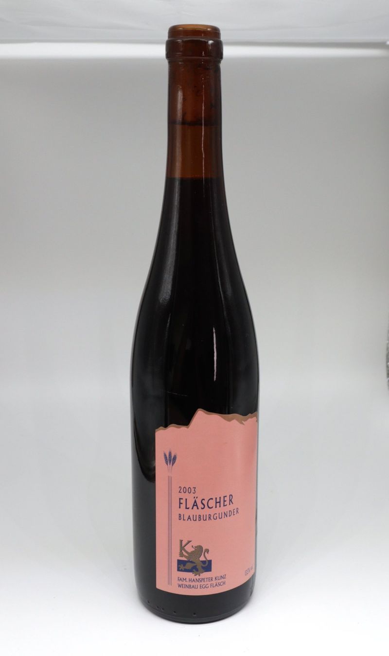 Vino: Weinflasche Fläscher Blauburgunder Hanspeter Kunz 2003 – Usato da Volketswil venduto da brockipfannenstil