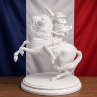 Napoleon zu Pferd – Weiße 3D-gedruckte Dekofigur – 13×12×15