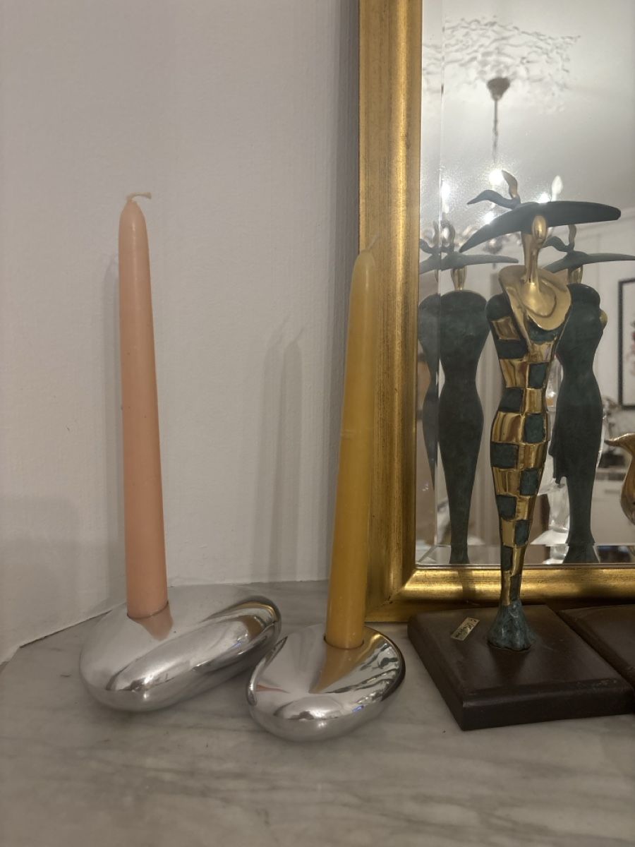 Portacandele: Michael Lax Design Grainware Metaal Post Modern Candlesks c. – Usato da Genève venduto da ati_tj8f 7