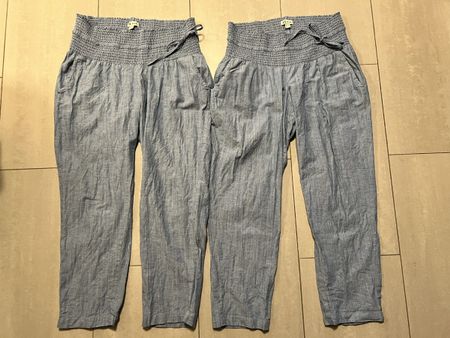 2 Umstandshosen Sommerhosen Stoff C&A Mama hellblau 44