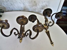 Paar Wandleuchter aus Messing, Vintage