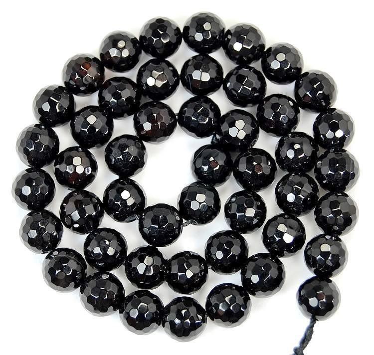 Ketten: 1 Strang echte schwarze Onyx Perlen 8 mm facettiert – Neu (gemäss Beschreibung) aus Müllheim Dorf von GUENI01
