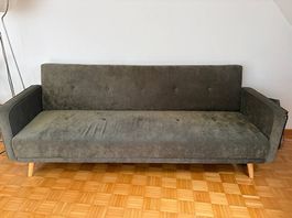Moosgrünes Schlafsofa mit Holzfüssen, 200 cm