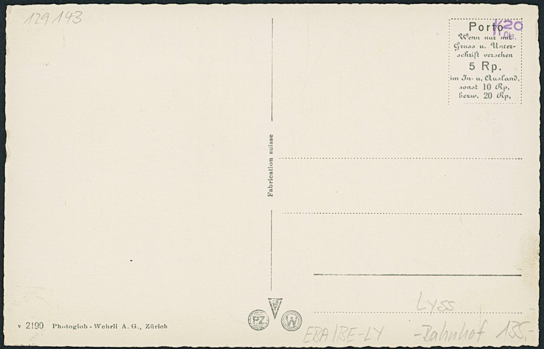 Cartoline postali: BE Lyss - Bahnhof - Bahn – Nuovo (secondo la descrizione) da Schindellegi venduto da leecollect 1