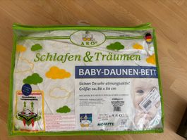 Baby-Daunenbettdecke 80x80 und 2 Flachkissen 35x40cm