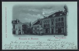 Mondschein-AK Fleurier, Place du March