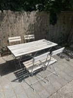 Gartentisch mit 4 Stühlen inHolzlattung Metallgestell klapp