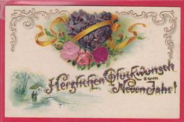 PRÄGEKARTE, HERZLICHEN GLÜCKWUNSCH ZUM NEUEN JAHR, 6.1.1914