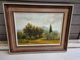 Ölgemälde "Landschaft mit Bäumen", signiert Delapierre