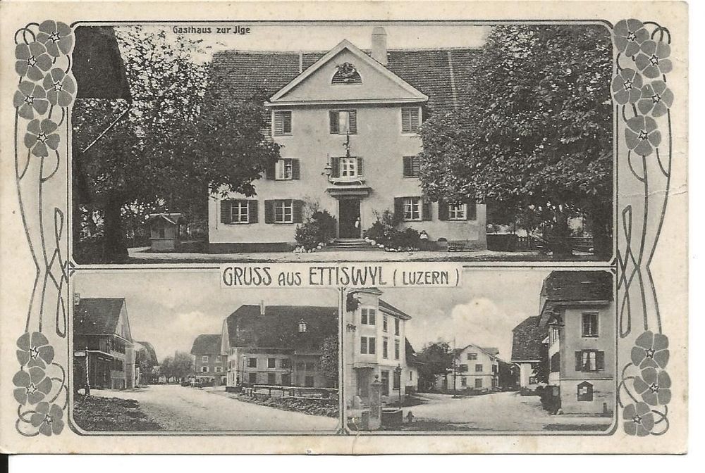 Ettiswil Ettiswyl LU 3Bild AK Restaurant Ilge 1909 sehr gut (Neu ...