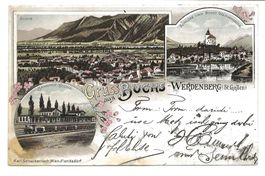 Gruss aus Buchs-Werdenberg SG Rheintal - Bahnhof Litho 1898