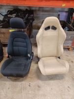 Autositze Leder Beige und Stoff Schwarz