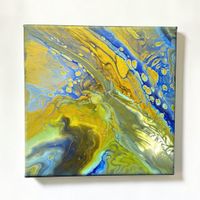 Abstraktes Acrylgemälde „Kaulquappe“ 20x20cm Original