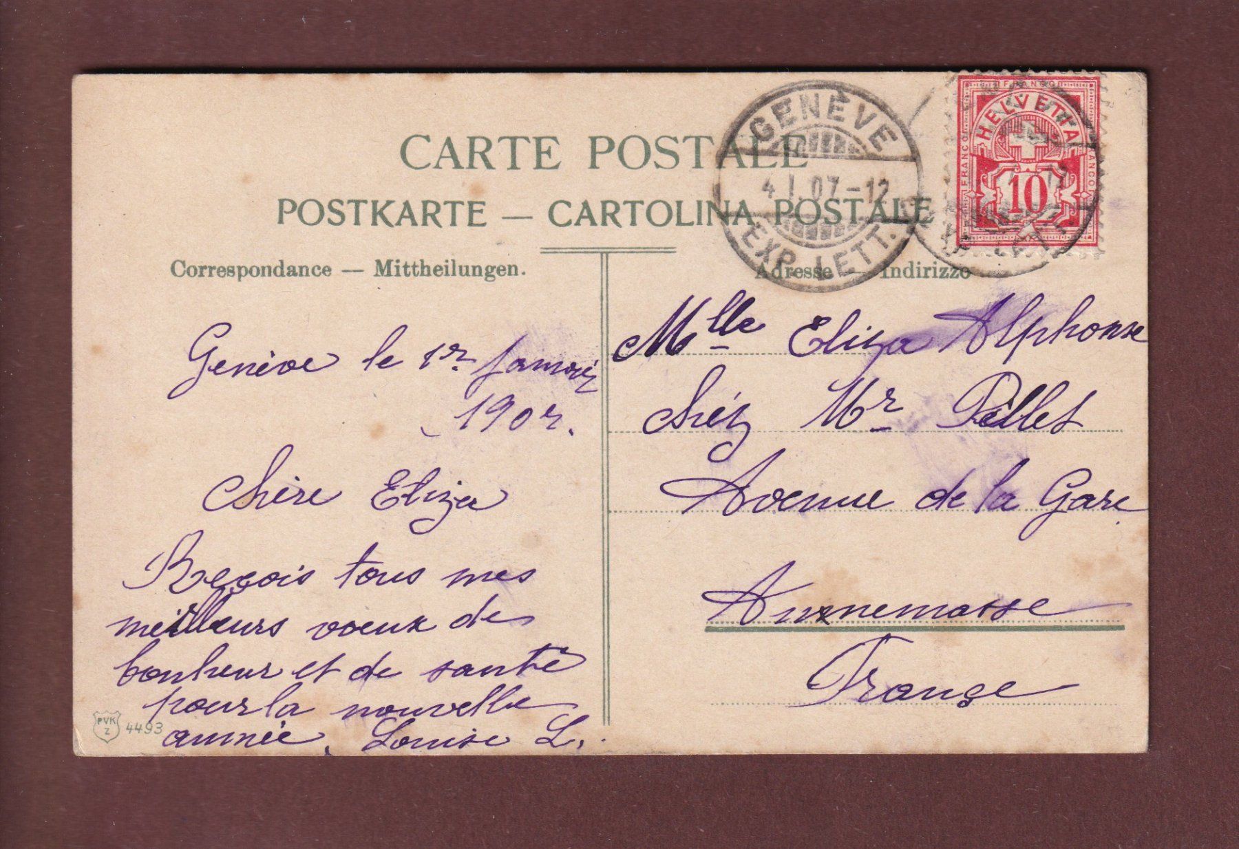 Cartoline postali: GENEVE - La Rade - 3 Bateaux CGN - 1907 – Usato da Pully venduto da nicecards 1