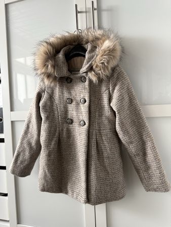 Manteau d'hiver chaud, taille 140 avec capuche en fourrure