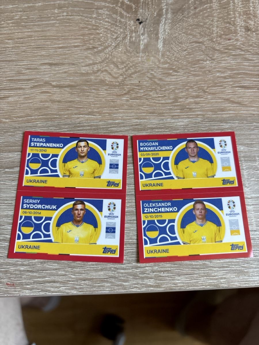 Topps Carte collezionabili: Carte euro 2024, Ukraine numéro 4, 5, 10, 11 – Usato da Chêne-Bourg venduto da iva_6fxv