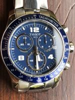 Tissot Chronograph Uhr blau Edelstahl gebraucht