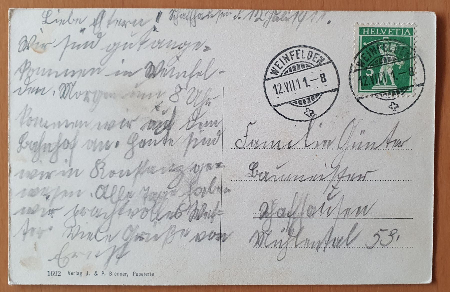 Cartoline postali: Weinfelden - Poststrasse 1911 – Usato da Kreuzlingen venduto da Rschweiz1 1