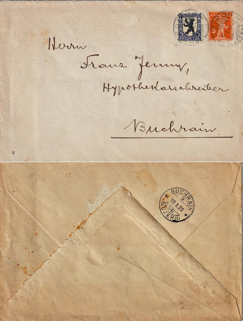 Tutti i francobolli: 1924 Pro Juventute J29 auf Brief mit Tellbub – Usato da Arlesheim venduto da gaugi43